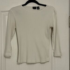 xhilaratian Y2K ribbed white mid sleeve shirt